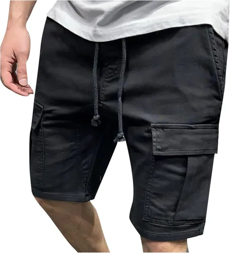 amidoa Pantalones cortos de carga para hombre para grandes y altos, pantalones cortos de verano con cordón y bolsillos grandes
