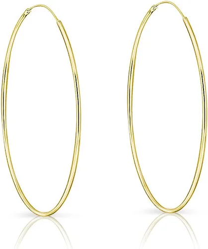 Aretes de plata de ley 925 chapados en oro amarillo de 24 quilates, pequeñomedianogrande. Grosor 0.059 in. Diámetro exterior 8, 10, 12, 14, 16, 18,