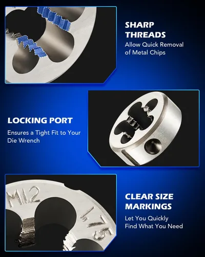 Vista 7 de Orion Motor Tech Juego de llave y troquel métrico M3, M4, M5, M6, M7, M8, M10, M12 juego de llave y troquel Kits de reparación de rosca