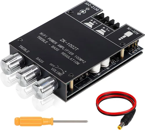 Vista 9 de ZK-HT21 - Placa amplificadora Mini Bluetooth de 2.1 canales, amplificador estéreo de alta potencia de 160 W × 2 + 220 W con chip Hi-Fi TDA7498E