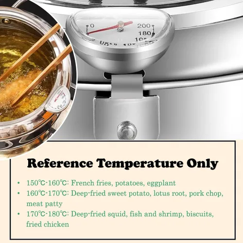 Vista 5 de Freidora olla freidora japonesa mini olla de acero inoxidable Olla de temperatura controlada Tempura Sartén Termómetro Cocina de inducción Ollas