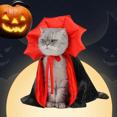 Vista 5 de WQZYCY Disfraz de vampiro para perro, disfraz de vampiro para perro, disfraz de Halloween, disfraz de diablo para perro, disfraz de gato vampiro