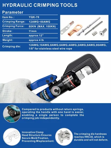 Vista 3 de AMZCNC herramienta de crimpadora de cable hidráulico 16 toneladas 6AWG-600MCM 13 muere kit