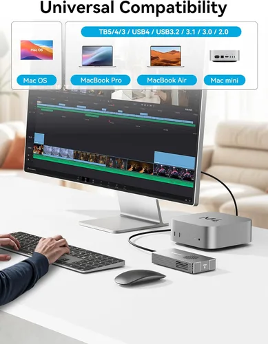 Vista 9 de ACASIS Carcasa SSD NVMe M.2 de 40 Gbps con ventilador de refrigeración, carcasa NVMe compatible con Thunderbolt5/4/3/USB4/USB3.2/3.1/3.0/2.0