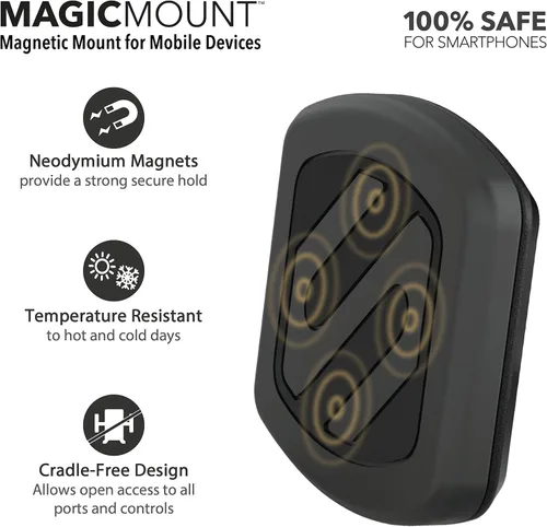 Vista 3 de Scosche MBM2SMI MagicMount Soporte magnético para teléfono para bicicleta, ajuste universal, 360 vistas, bandas elásticas de goma ajustables