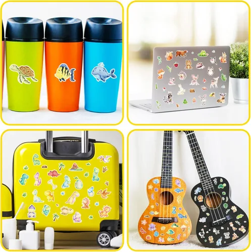 Vista 2 de Lindas calcomanías de acuarela de safari, bosque, animales, dinosaurios, peces, 715 unidades para niños pequeños, adolescentes, calcomanías