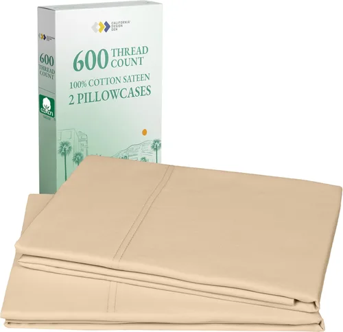 Vista 13 de California Design Den - Juego de 2 fundas de almohada lujosas y suaves con calidad de hotel, 100 % algodón, 600 hilos, fundas frescas para almohadas