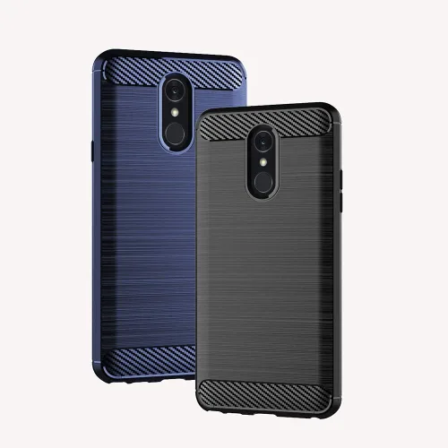 Vista 6 de Asuwish Funda para LG Stylo 4 con protector de pantalla de vidrio templado y accesorios para celular, funda delgada y suave de goma de silicona Negro