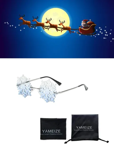 Vista 5 de YAMEIZE Snowflake Shape Rimless Sunglasses Novelty Unique Party Eyeglasses Christmas Fun Glasses for Women Men
