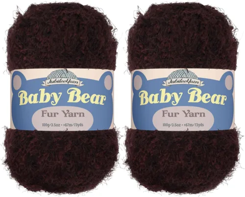 Vista 17 de JubileeYarn - Ovillo de lana de oso de bebé, piel de poliéster, 3.53 onzas/madeja, color blanco, 2 madejas