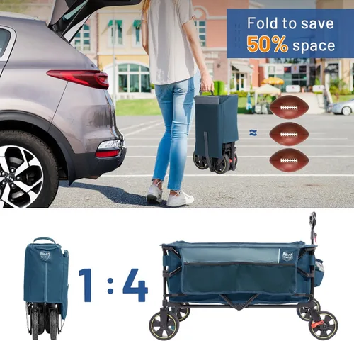 Vista 5 de Carrito plegable Timber Ridge con frenos, carro de compras plegable de gran capacidad de 200L, compacto y portátil, fácil de transportar