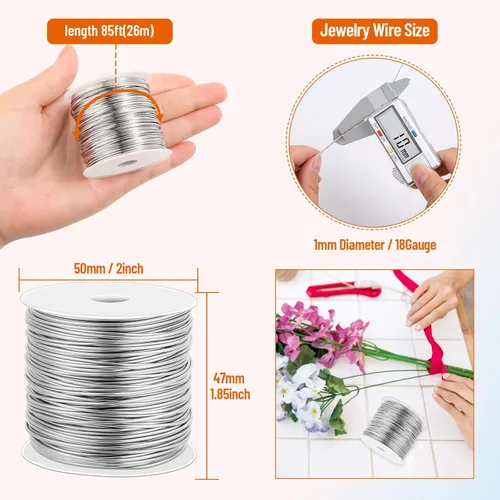 Vista 2 de Cridoz - Alambre de acero inoxidable de calibre 18 para hacer joyas, alambre de 1mm para envoltura de cierre