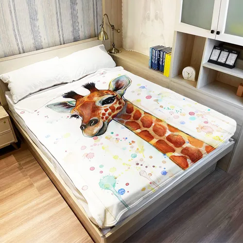 Vista 3 de HommomH Manta polar Animal 10 (jirafa acuarela, 40 x 50 pulgadas)