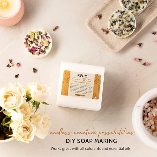 Vista 3 de Pifito Base de jabón para derretir y verter manteca de cacao (2 libras) │ Base de jabón de glicerina 100% natural prémium │ Suministros de lujo