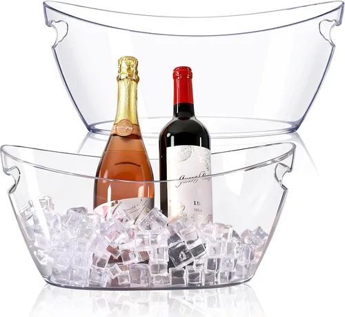 Cubo de hielo, 2 unidades, cubos de hielo para fiestas, bañera de acrílico transparente para bebidas, cubo de bebida para vino, champán, cerveza,