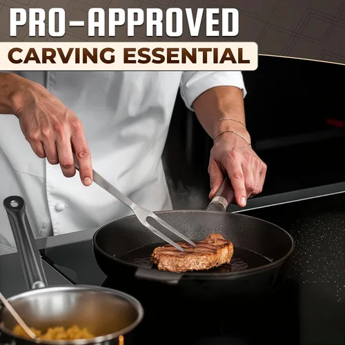 Vista 9 de Tenedor de tallado para carne – Herramienta de tallado de tenedor de carne de acero inoxidable de 11 pulgadas, utensilio ergonómico de dos puntas