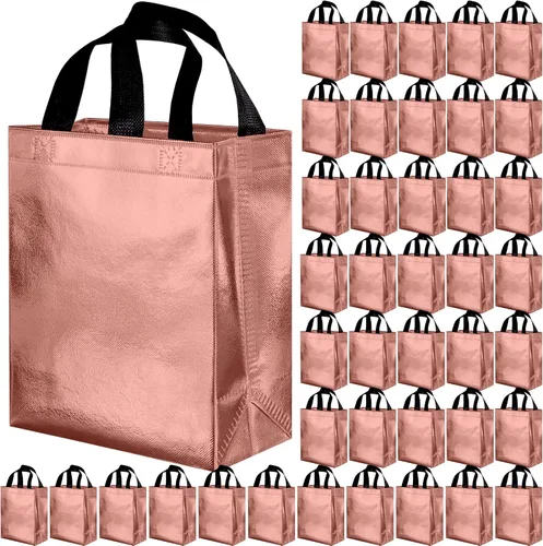 Vista 15 de BLEWINDZ 100 bolsas de regalo reutilizables medianas con asas - Ideales para obsequios de fiestas y bolsas de compras (10 colores)