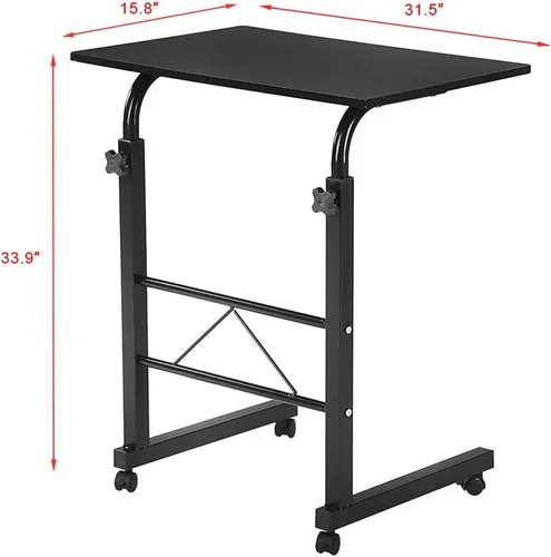 Vista 2 de Mesa auxiliar de sofá con ruedas, escritorio extraíble para computadora portátil, mesa de café con ruedas ajustable en altura, escritorio auxiliar