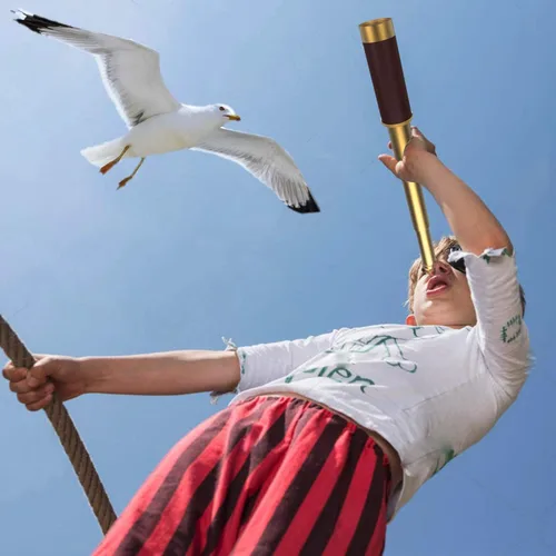 Vista 8 de Telescopio monocular pirata con brújula de bolsillo de mapa del tesoro - Catalejo plegable para conjunto de accesorios de fiesta