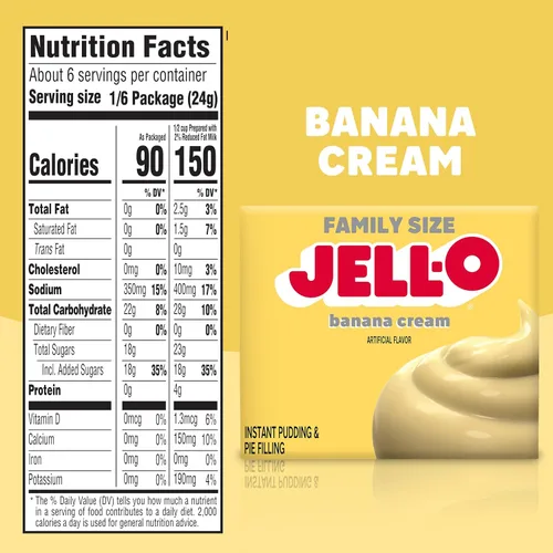 Vista 2 de Jell-O Mezcla de relleno de pudín instantáneo y pastel de crema de plátano (caja de 5.1 onzas)