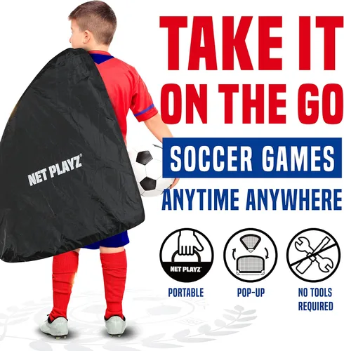 Vista 2 de NET Playz 4ftx3ft Easy Fold-Up Portable Training Soccer Goal, 36" D x 48" W x 36" H