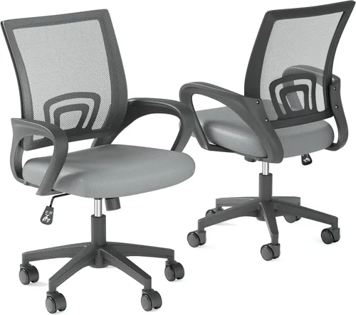 Vista 13 de OS MOTOR Silla de oficina en casa, silla de escritorio ergonómica de malla con respaldo medio con soporte lumbar, diseño giratorio ajustable, cómodo