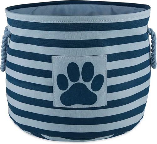 Vista 11 de Bone Dry - Cesta de almacenamiento para mascotas, diseño de parche de pata rayado, aguamarina, rectángulo pequeño
