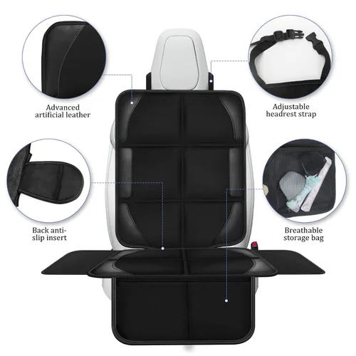 Vista 7 de Fundas protectoras de asiento de automóvil para niños, 600D, impermeable, antideslizante, con bolsillos de almacenamiento, protectores de cojín