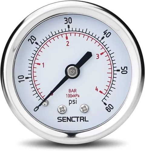 Vista 18 de SENCTRL Medidor de Baja Presión de 0-30 Psi, Tamaño de Esfera de 2", Montaje Inferior de 1/4 Npt, Impermeable, Carcasa de Acero Inoxidable