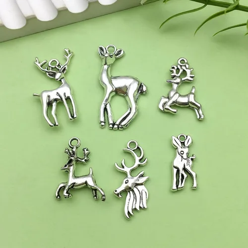 Vista 6 de Sailanzi 60pcs Alloy Ancient Silver Deer Series Pendant Jewelry Making DIY Keychain Earrings Pendant Various Design Charms for Jewelry Making M366