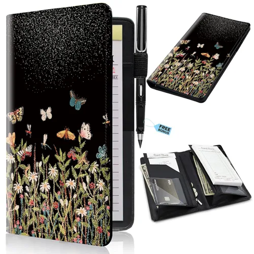 Vista 22 de Libros para servidores de 2ª generación, 5 x 9 pulgadas, para camarera con bolsillos expandibles/con cremallera, lindo libro de servir, blocs