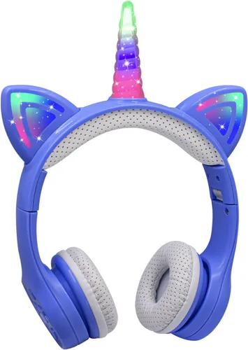 Vista 14 de Unicornio Bluetooth Niños Auriculares Plegables para Niñas (Negro)