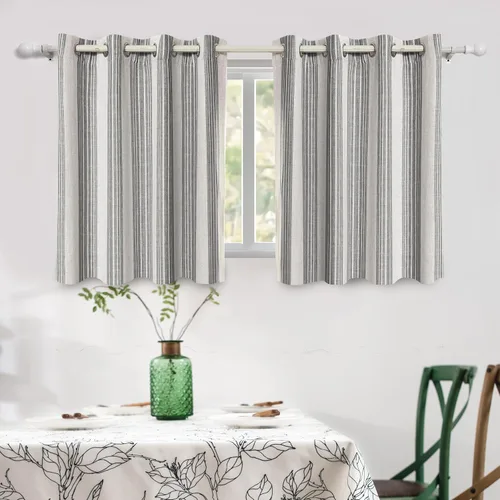 Vista 52 de DriftAway Chris Linen - Cortinas opacas con capa térmica y reductora de sonido, 84 pulgadas de largo para dormitorio, cortinas estampadas a rayas
