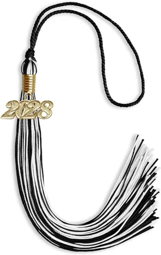 Vista 86 de Endea Graduation - Borla de doble color mixto con fecha dorada (negro/dorado antiguo, 2021)