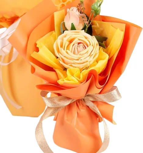 Vista 3 de 20 piezas de papel de regalo de flores de doble cara, papel de regalo impermeable para ramo de San Valentín, 23 x 23 pulgadas, utilizado