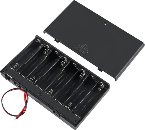 Vista 2 de 2 unidades 8 x AA caja de soporte de batería 8 x 12 V AA caja de almacenamiento de batería caja contenedor de batería con cubierta interruptor