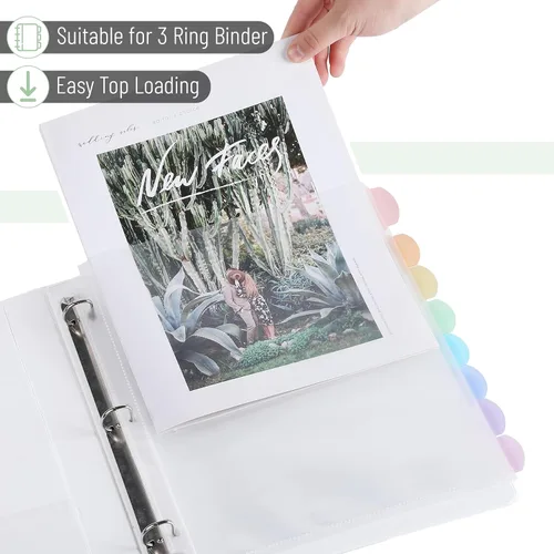 Vista 16 de Mr. Pen - Protectores de hojas transparentes con pestañas, 8 pestañas, 2 juegos, divisores de plástico transparente para carpeta de 3 anillas