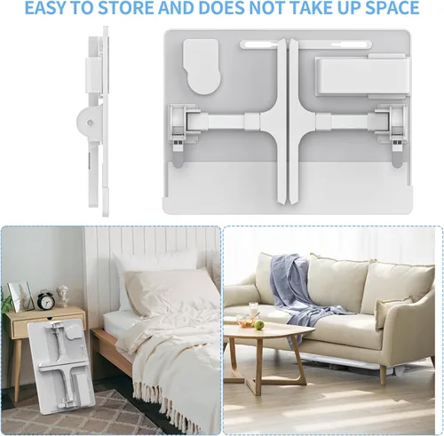 Vista 4 de Escritorio para computadora portátil para cama, bandeja de cama de cuero antideslizante, escritorio de cama ajustable para computadora portátil