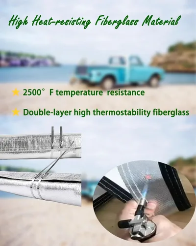 Vista 4 de Funda de protección térmica de alambre, 1/2 pulgada de diámetro interior x 3.3 pies, color plateado, funda de calor de alambre para máxima