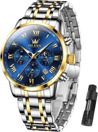 Vista 20 de OLEVS Reloj multifunción para hombre, cronógrafo luminoso impermeable con esfera blanca