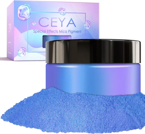 Vista 10 de Ceya Polvo de mica camaleón, 1.8 onzas/1.76 oz de polvo cromado Midnight Dream Chrome, pigmento de cambio de color con efecto nacarado de grado