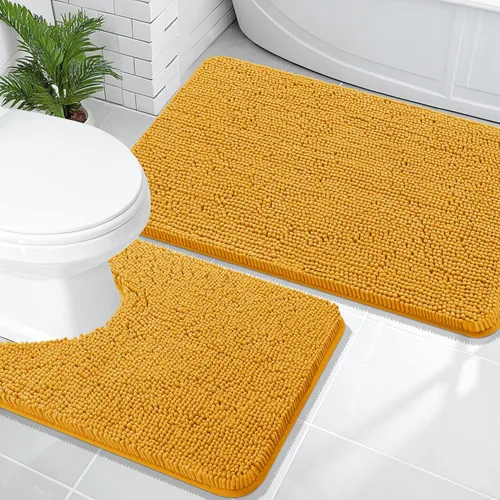 Vista 151 de OLANLY Juego de 2 alfombras de baño de felpilla suave y absorbente, antideslizantes, de secado rápido, lavables a máquina, accesorios de decoración