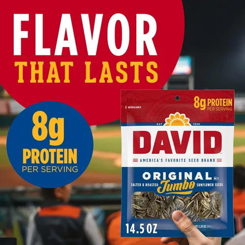 Vista 10 de DAVID Semillas de girasol jumbo, sabor original, 5.25 onzas
