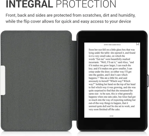 Vista 4 de kwmobile Funda compatible con Yaxa Kindle Paperwhite (10.Gen - 2018) - Funda para lector electrónico - Esquema de viaje rosa polvoriento