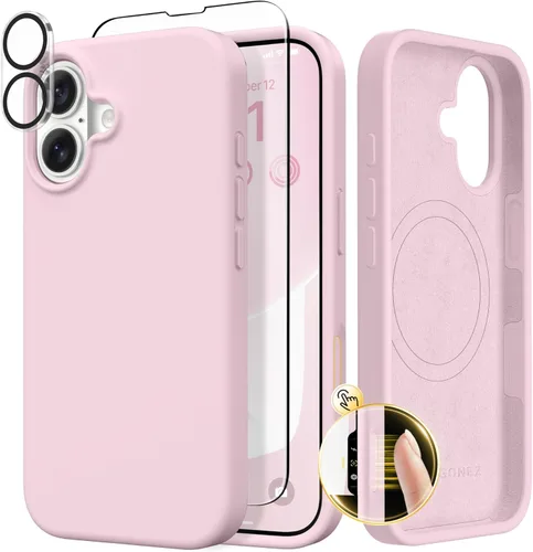 Vista 37 de GONEZ Funda magnética para iPhone 14, compatible con Magsafe, con protector de pantalla + protector de cámara, forro de microfibra antiarañazos