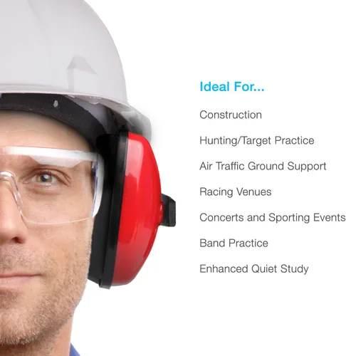 Vista 6 de Cyber Acoustics Professional Safety Lightweight Ear Muffs for Hearing Protection and Noise Reduction