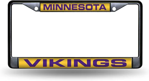 Vista 19 de Rico Industries NFL Unisex-Adult NFL Laser Cut Inlaid Standard Chrome License Plate Frame