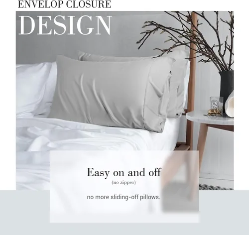 Vista 48 de WishSmile Juego de 2 fundas de almohada estándar refrescantes, transpirables, frescas, sedosas, suaves, de rayón derivado de tela de bambú