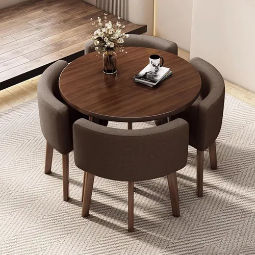 Vista 11 de YVYKFZD Office Reception Room Club Table, Small Kitchen Dining Table Set for 4, Round Conference Table, Simple Conference Room Table and Chairs Blue