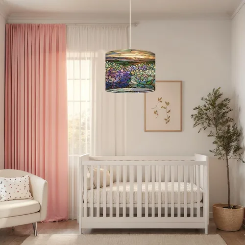 Vista 5 de Plug in Pendant Light Succulent Field Stained Glass Panel Hanging Lamp with Plug in Cord 16.4 ft Dimmable Hanging Light for Bedroom Kitchen Island